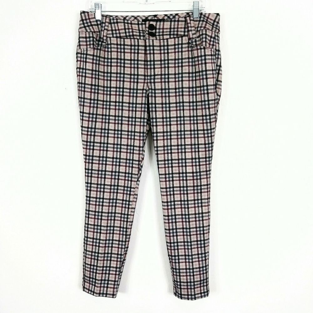 Torrid Pink & Black Plaid Cropped Trouser Pants